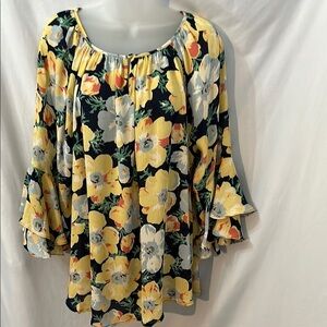 CHAPS Womens Floral Print Top Size XL